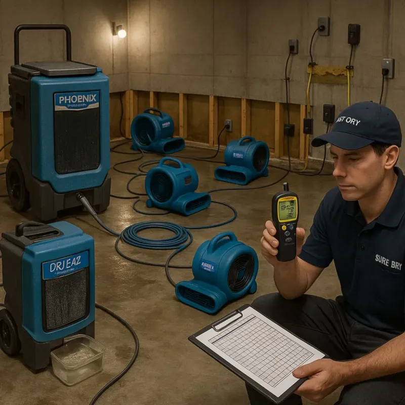 Structural Drying and Dehumidification process in Ferris, TX